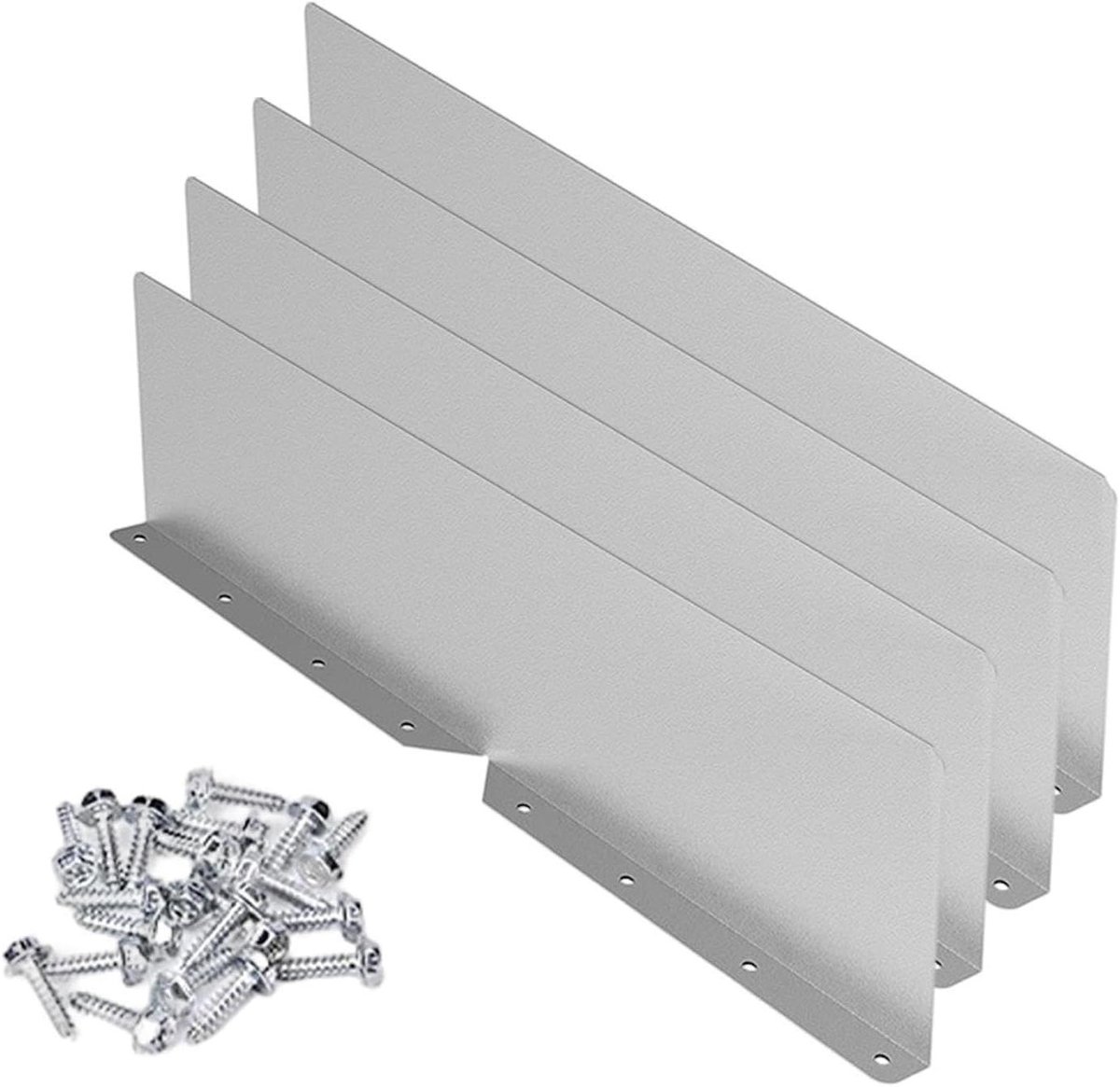 Dakgootbeschermer - Regenwateromleider Spatscherm - Voorkom Overstroming - Gebogen Ontwerp - 40 x 9 cm - Zilver