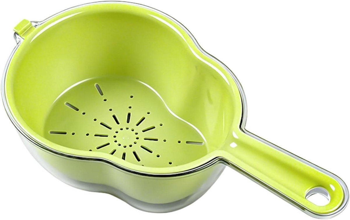 Fruitzeef Dubbellaags - Afvoermand Bessenkom - Groenten Wassen - Ergonomische Handgreep - 28x10x7 cm - Groen