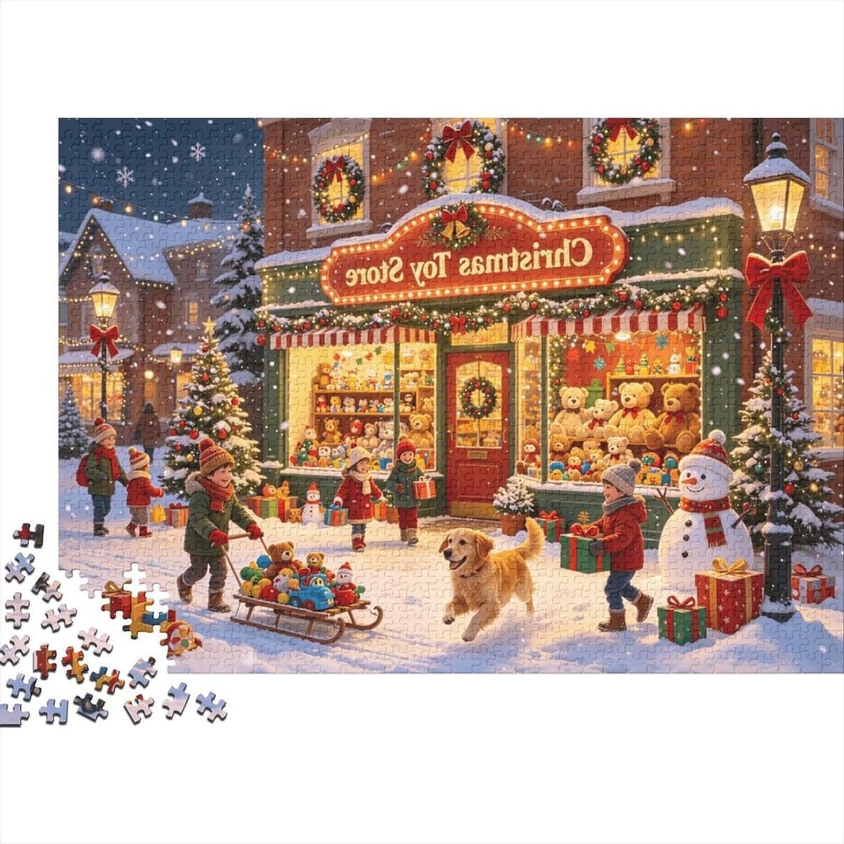 Legpuzzel 1000 Stukjes - Puzzel Volwassenen - Ontspannen Tijdverdrijf - Gerecycled Materiaal - 52 x 38 cm - Winterthema