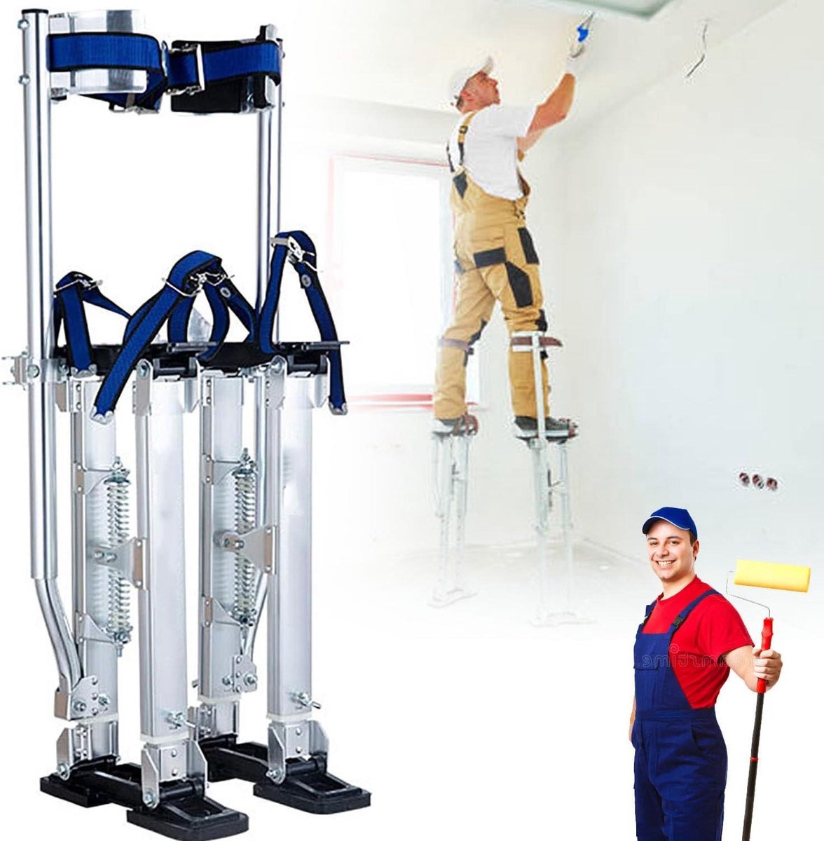 Gipsplaten Stelten - Verstelbare Werkstokken - Schilderen en Bouwen - Verstelbare Hoogte - 45-70 cm - Aluminium
