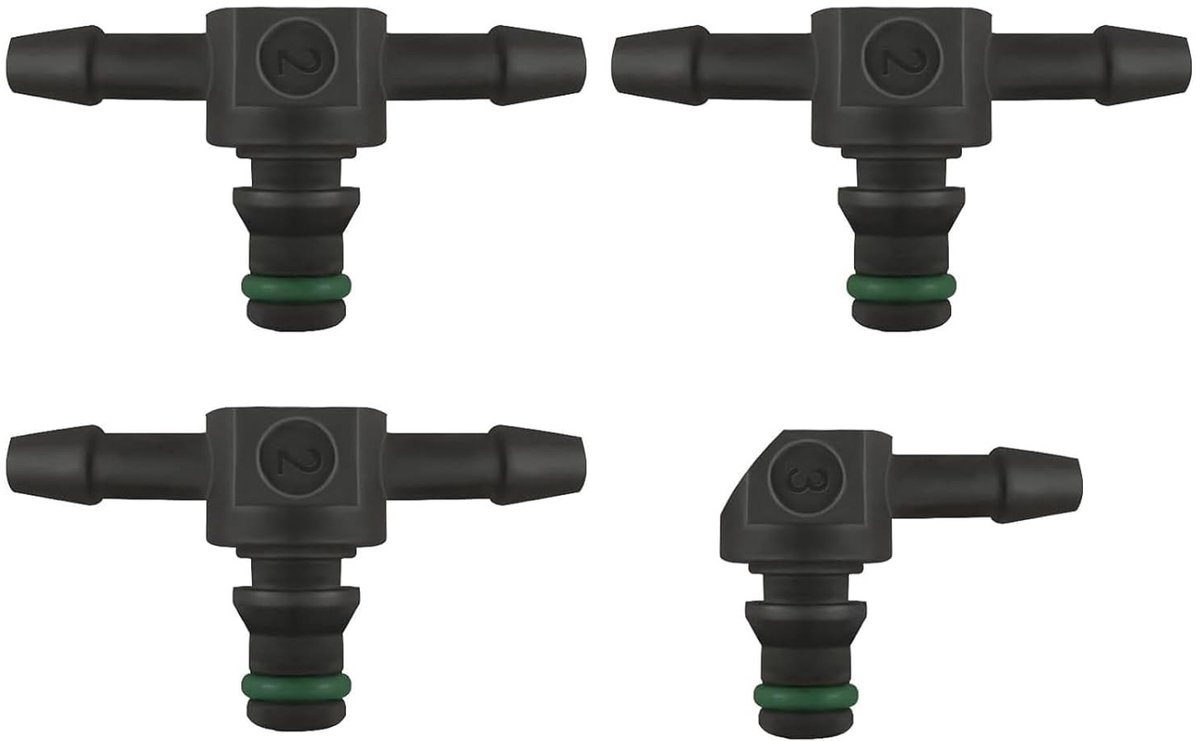 Set van 4 retournippels voor Common Rail injectoren - Diesel retourverbinding met afdichtring, 2/3 uitgangen, injectoren accessoires
