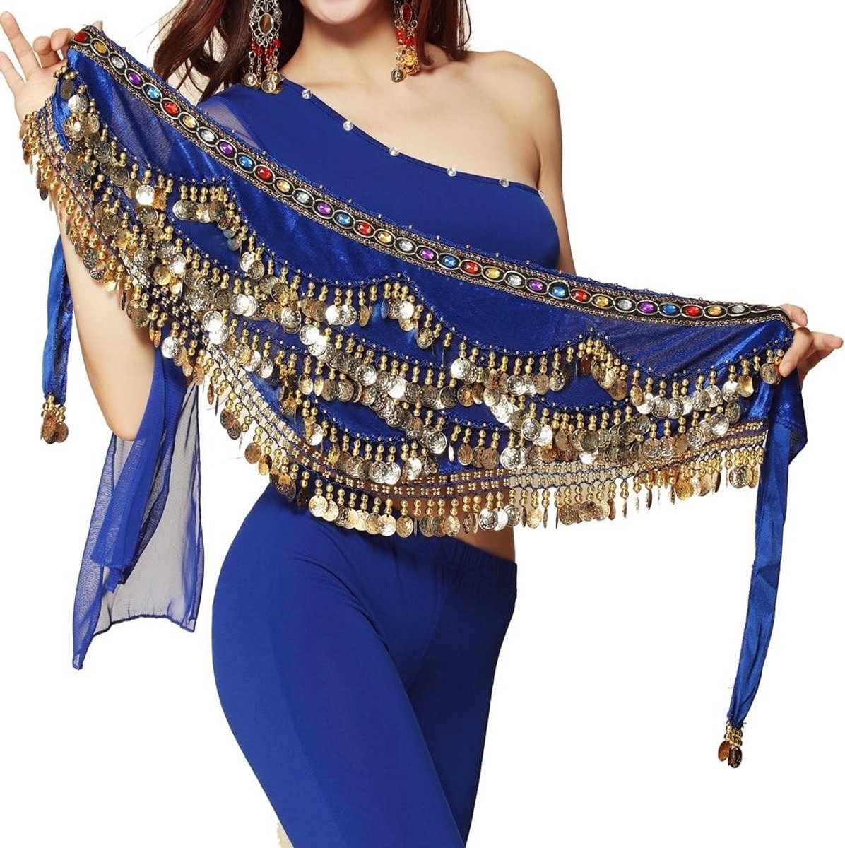 Bellydance Heup Sjaal voor Vrouwen met Muntriem en Rok, Perfect voor Dans en Feestjes