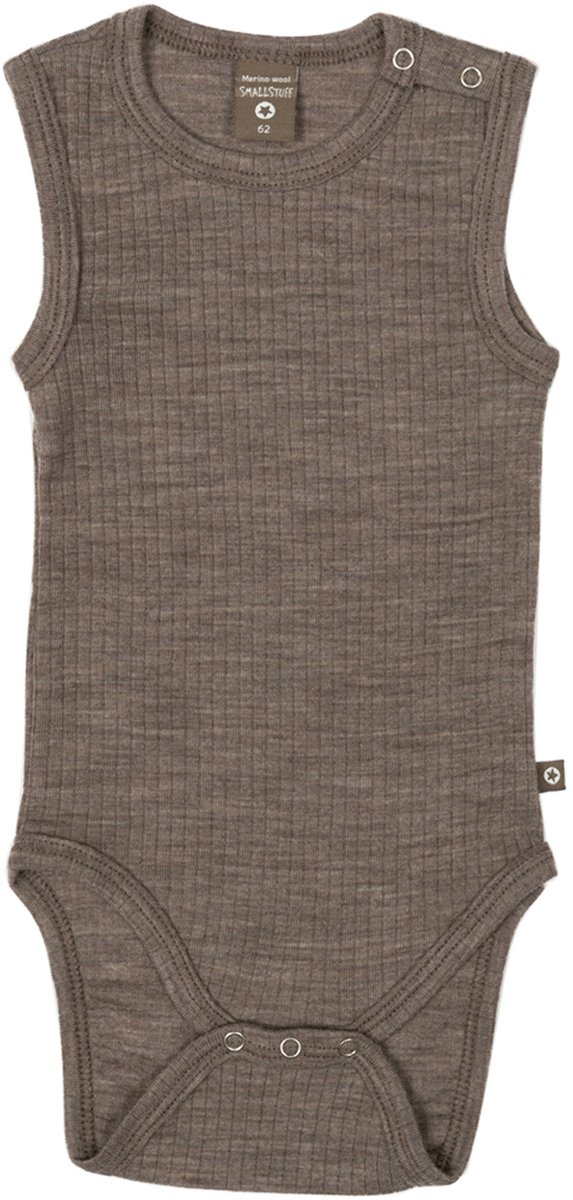 Smallstuff Romper Mouwloos - Maat 56 - Merino Wol - Natur Melange