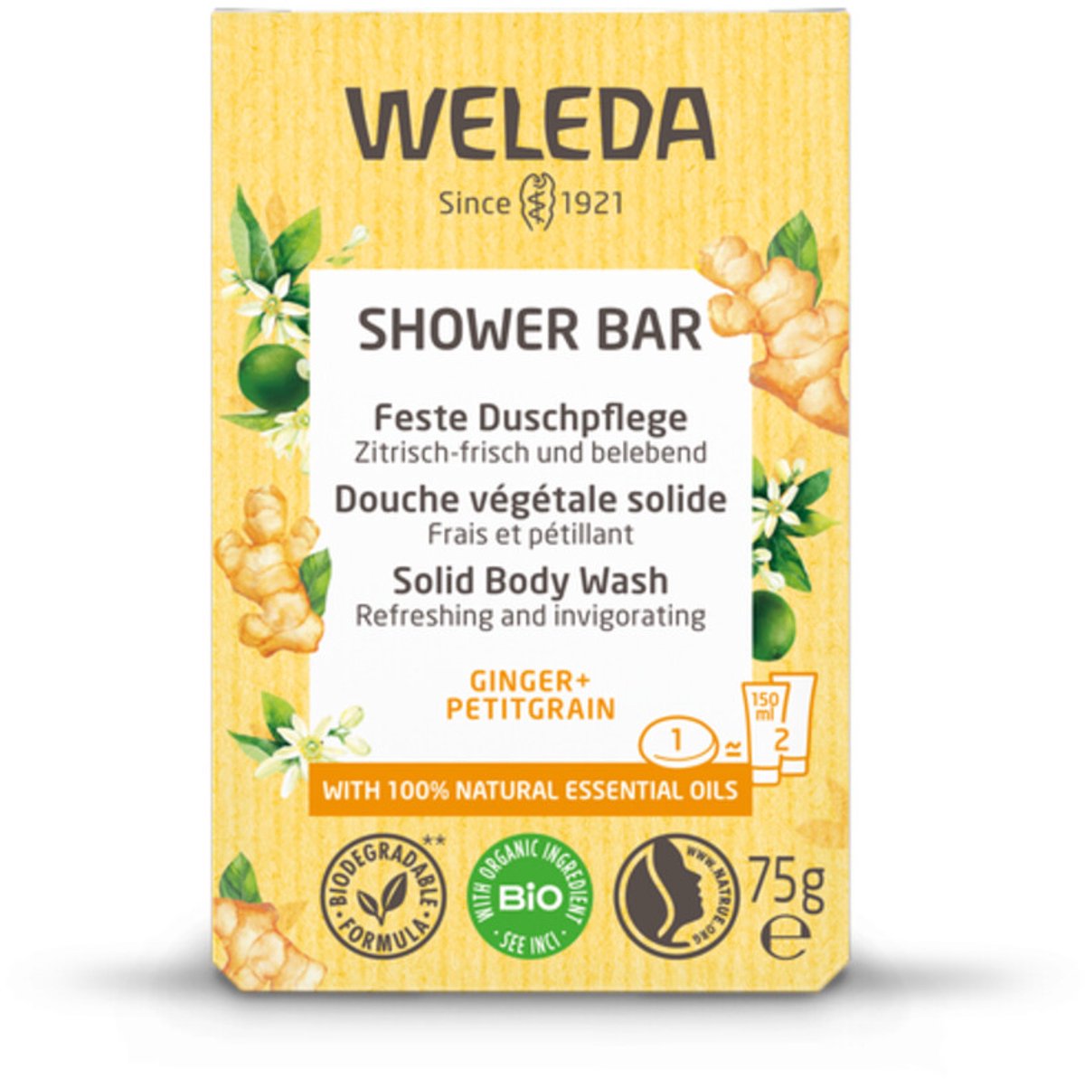 Weleda Shower Bar Ginger + Petitgrain 75GR