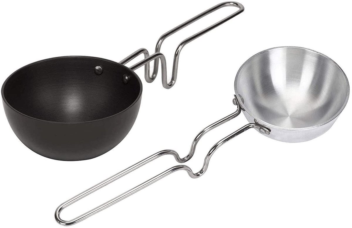 Omgoods - Set van 2 Hard Anodized Aluminium Tadka Pannen - Mini Frying Pan Zwart en Zilver