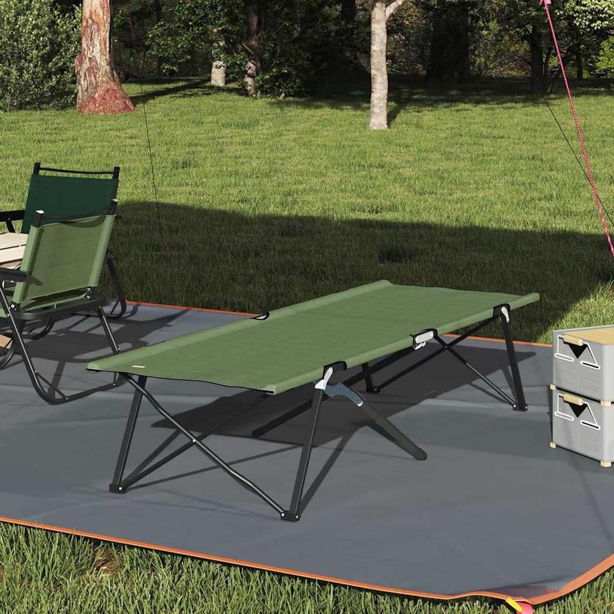 Opklapbaar Slaapbed - Campingbed Logeerbed - Outdoor Kamperen - Weerbestendig Droog Slapen - 206 x 76 cm - Groen