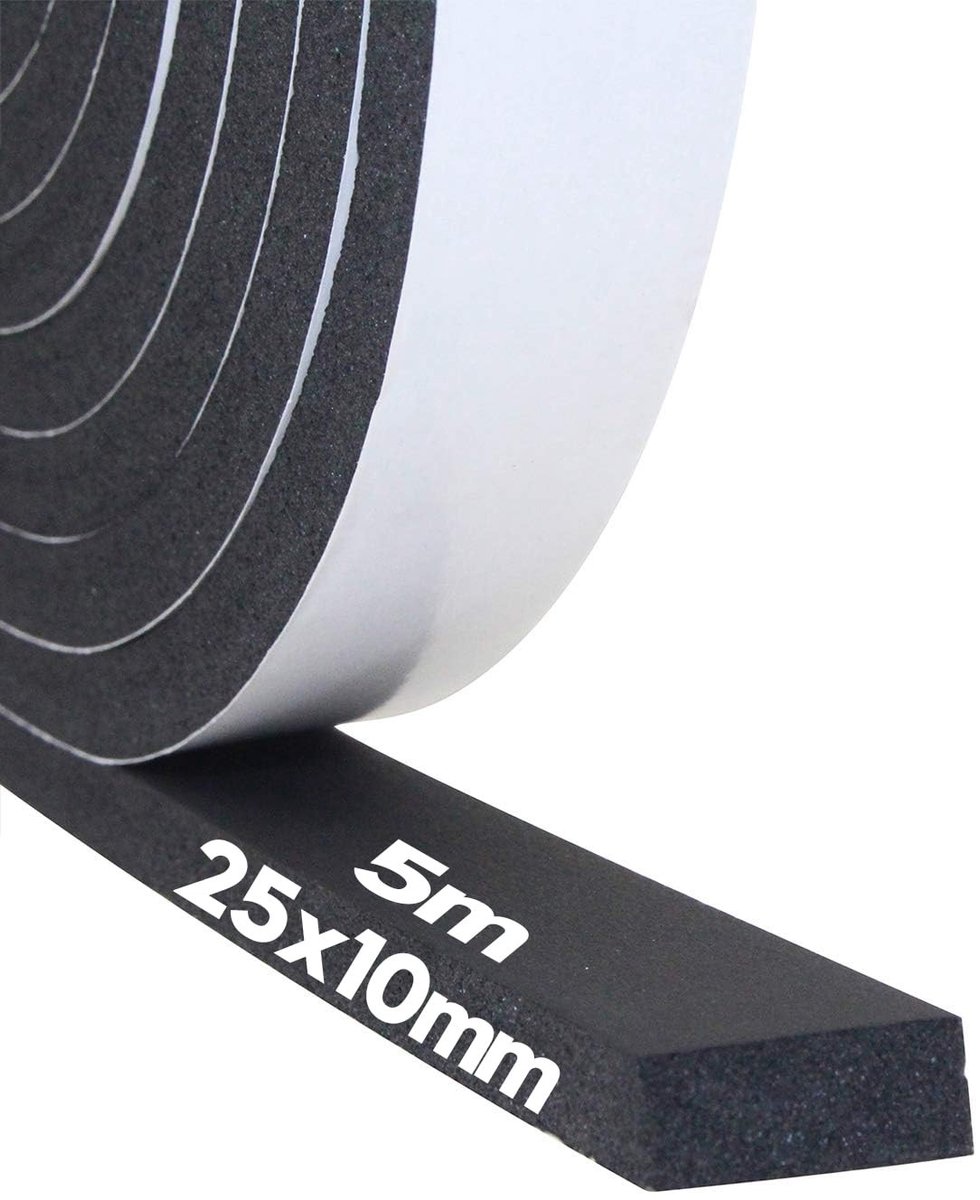 Omgoods - Zelfklevende Isolatietape voor Deuren en Ramen, 25mm x 10mm x 5m