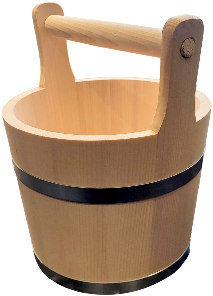 Omgoods - Grote Houten Emmer met Handvat - 7L Sauna Pot met Klassiek Ontwerp