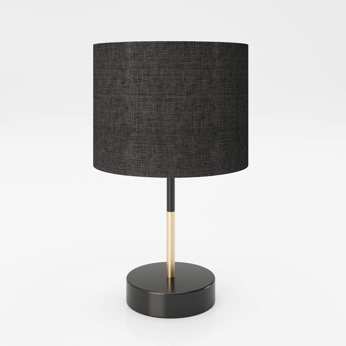 Omgoods - Retro Tafellamp met Zwarte Stoffen Lampenkap en Houten Element