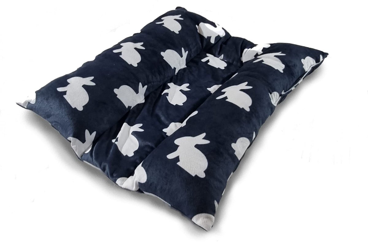 Omgoods - Fleece Cuddly Bed voor Konijnen, Katten en Honden in Donkerblauw Grijs
