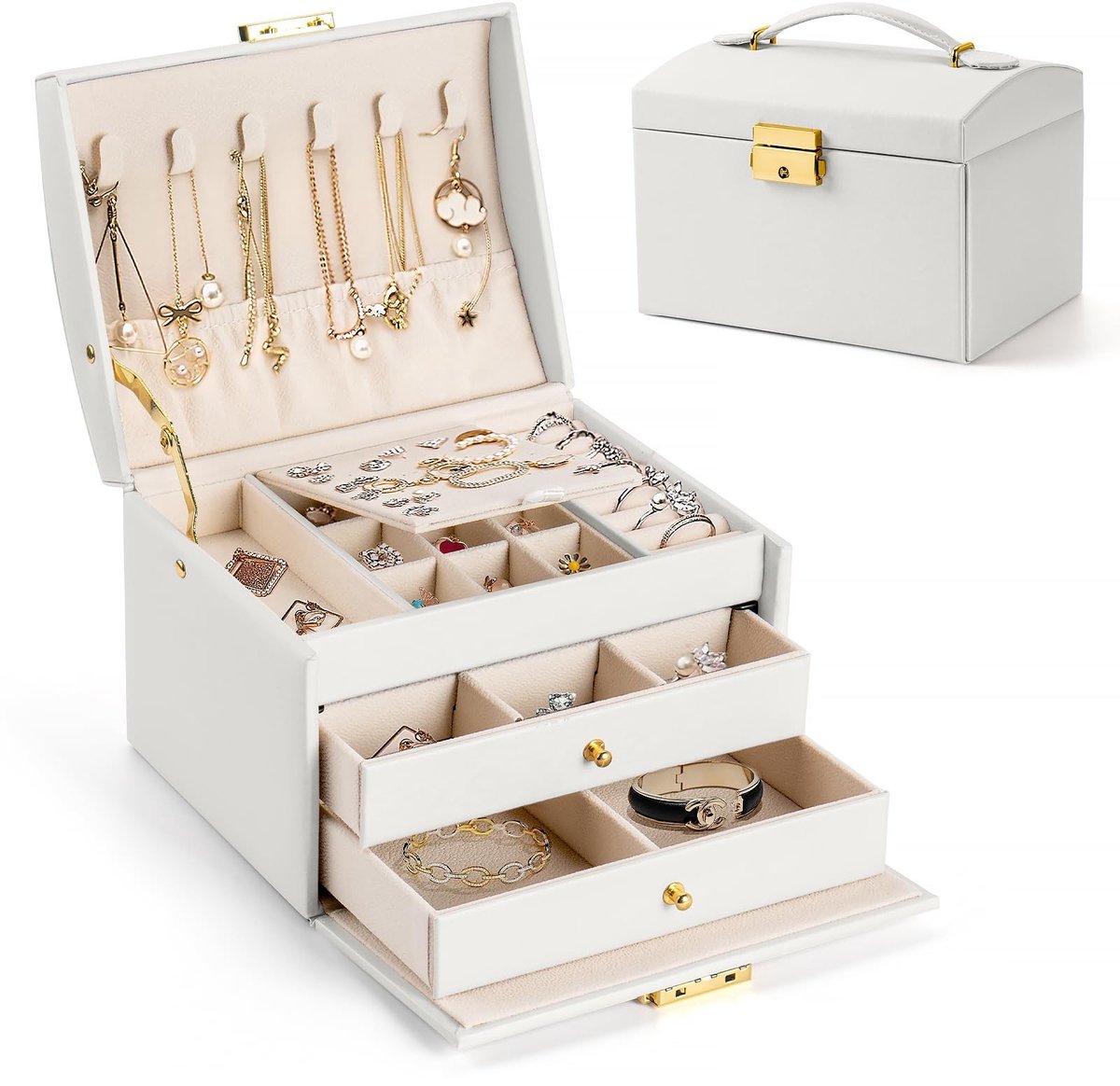 Omgoods - Luxe Sieradenbox met 3 Lagen en 2 Laden