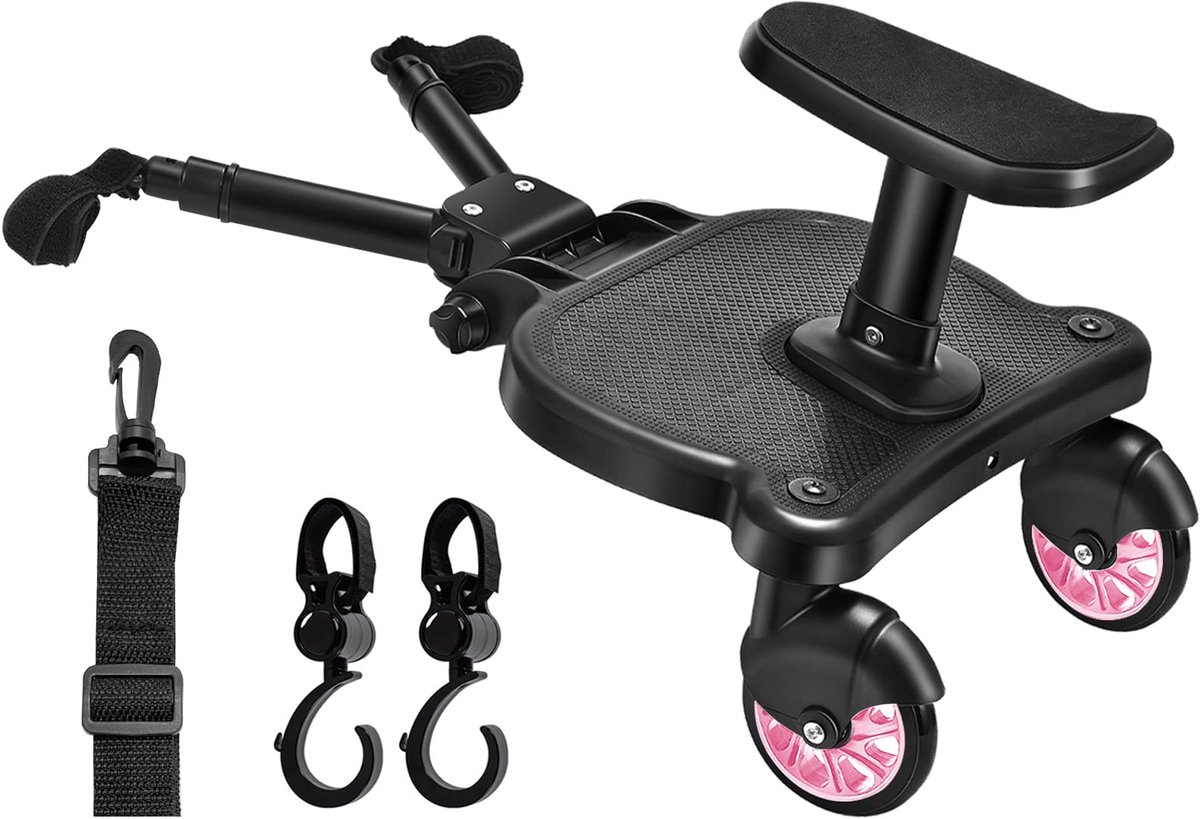 Omgoods - Buggy-board voor Kinderwagens - Kiddy Board met Zitje voor Kinderen van 2-6 Jaar