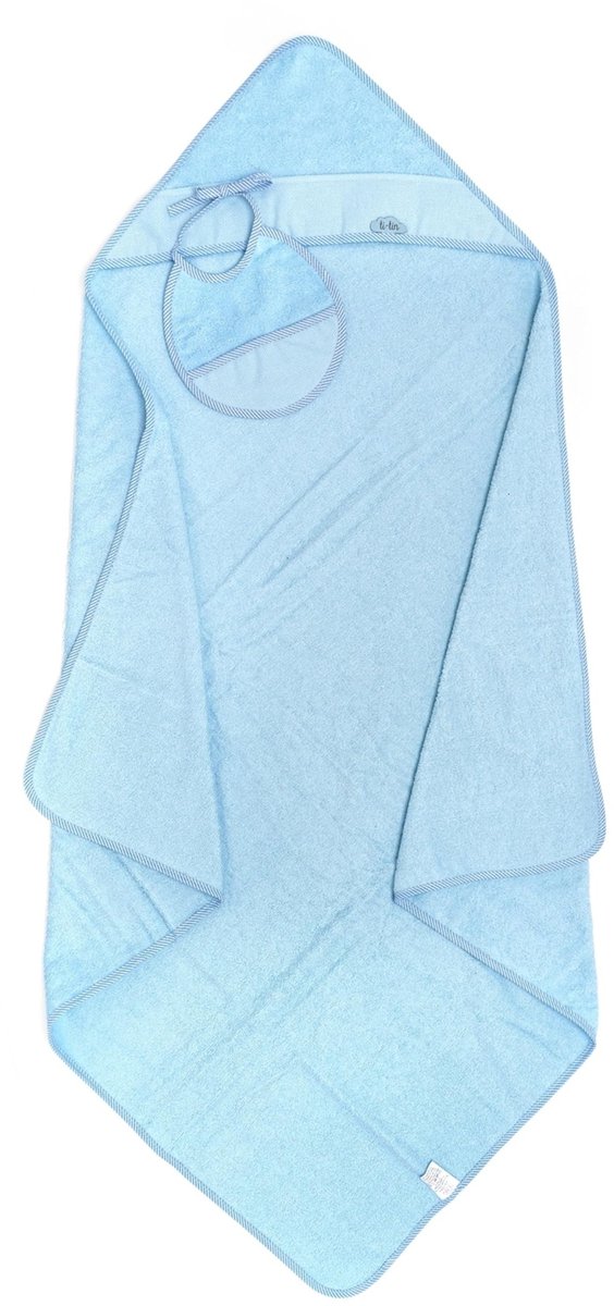 Omgoods - Baby Badcape met Kap en Slabbetje in Lichtblauw