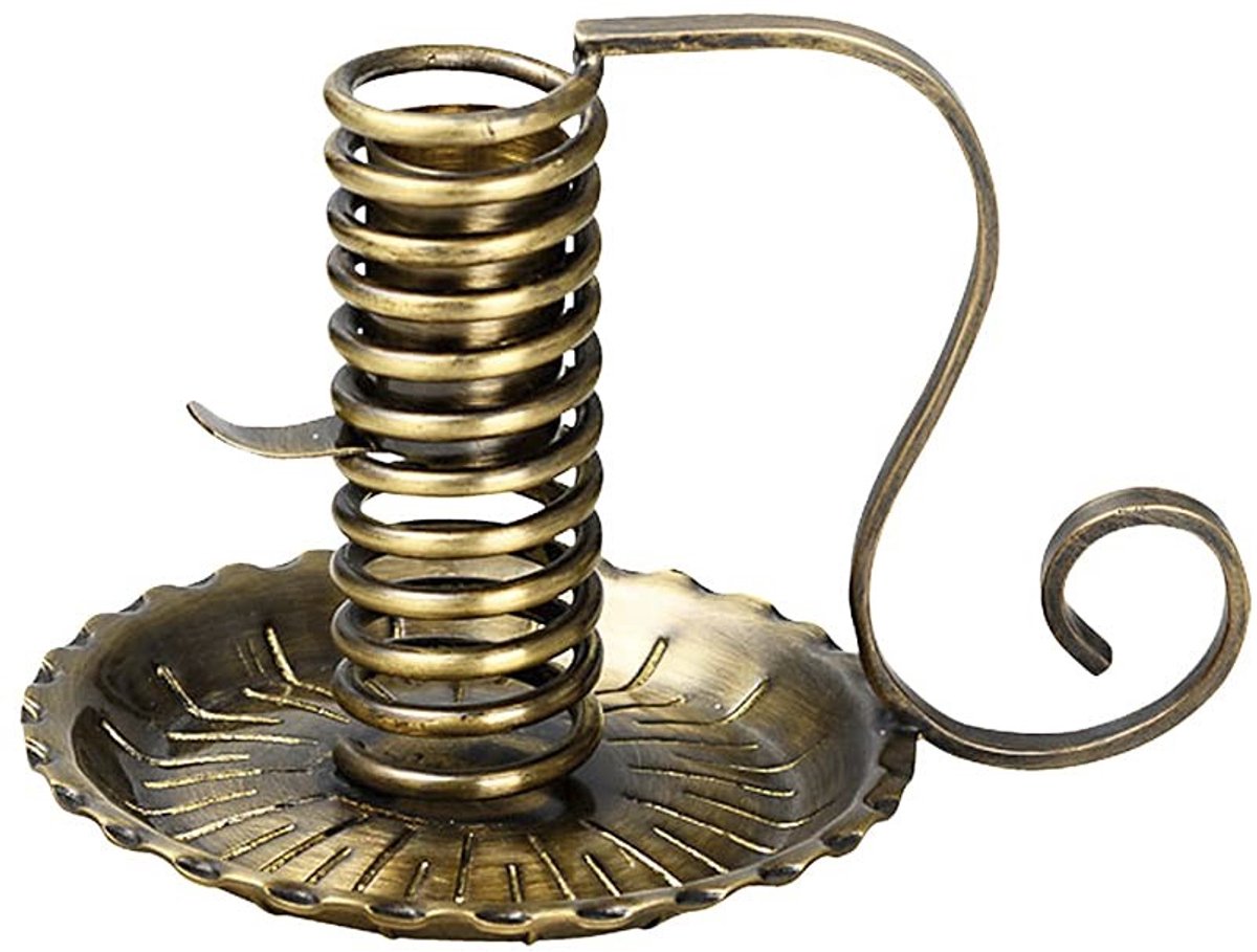 Antieke Spiraalkandelaar - Handkandelaar 12cm voor Kaars Ø 2-2,5cm