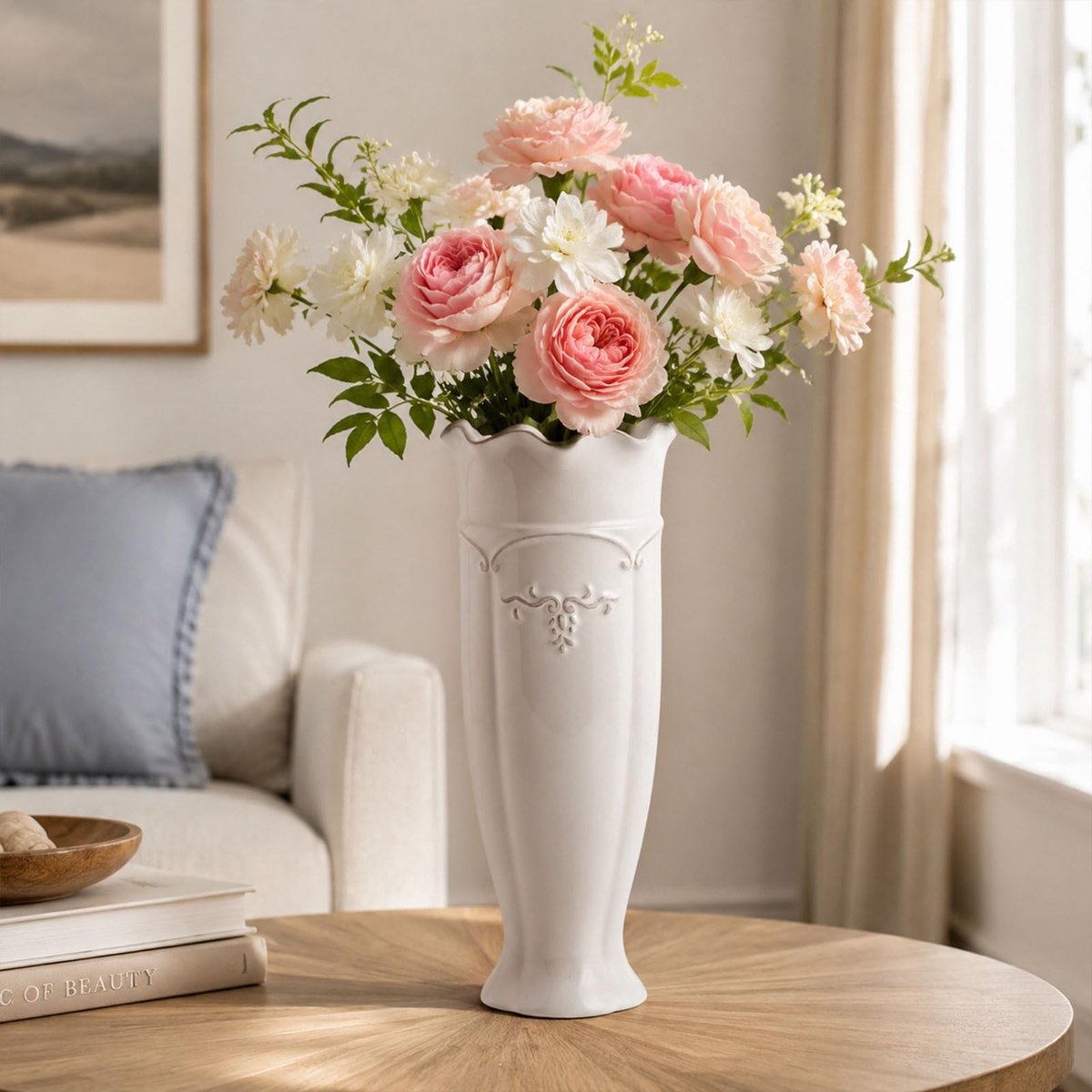 Omgoods - Unieke Witte Keramische Vaas voor HuDecoration