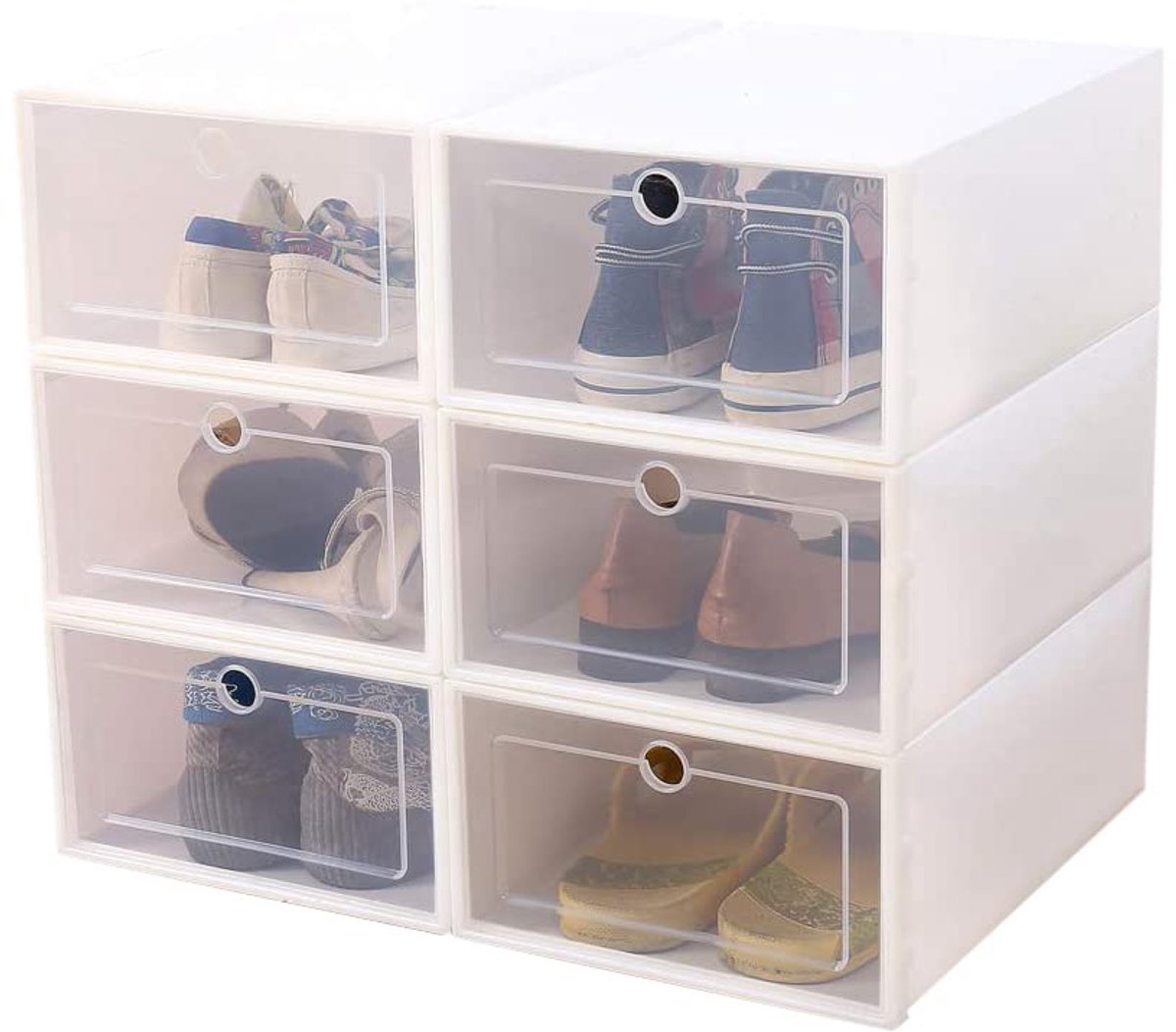 Omgoods - Vouwbare Opbergdozen - Transparante Plastic Schoenendozen (8 stuks)