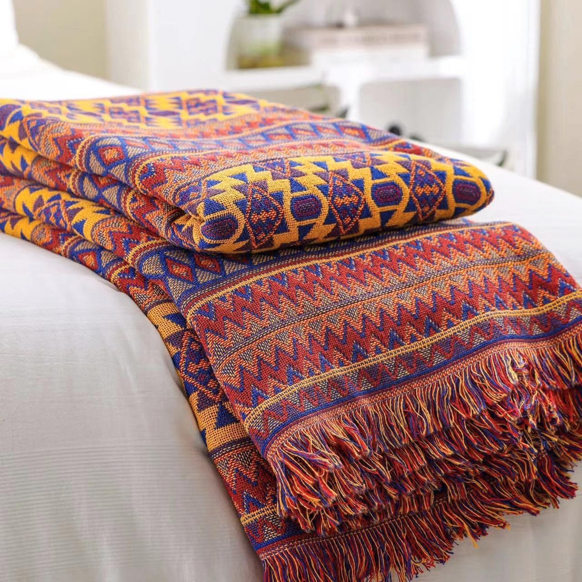 Omgoods - Bohemian Stijl Plaid van 100% Handgeweven Katoen