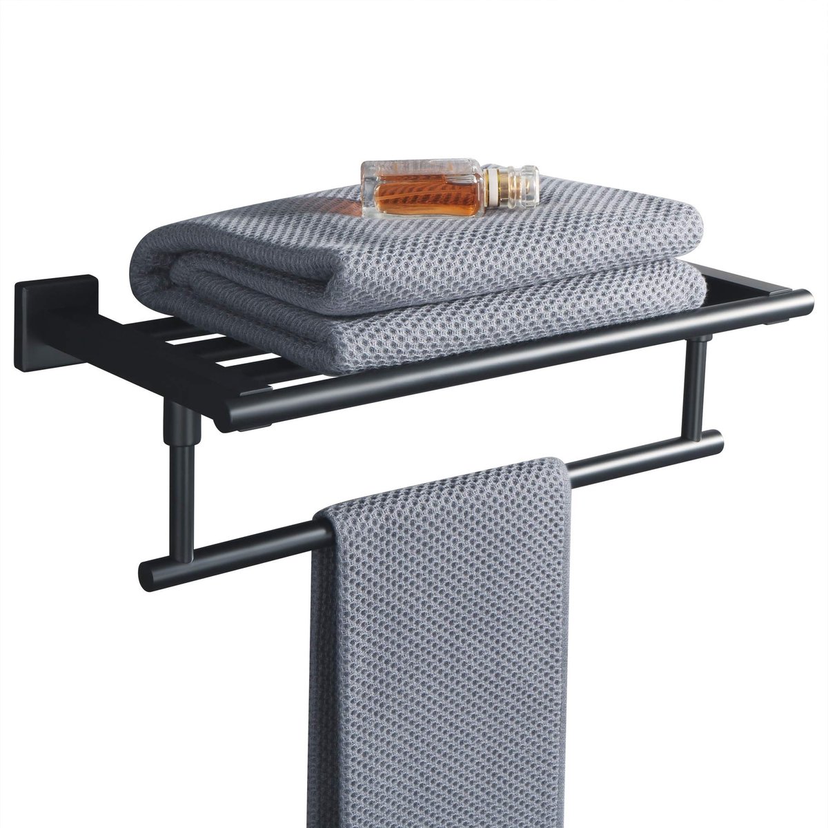 Omgoods - Handdoekrek voor Wastafel - Wandmontage RVS 304 Mat Zwart - 41.8cm