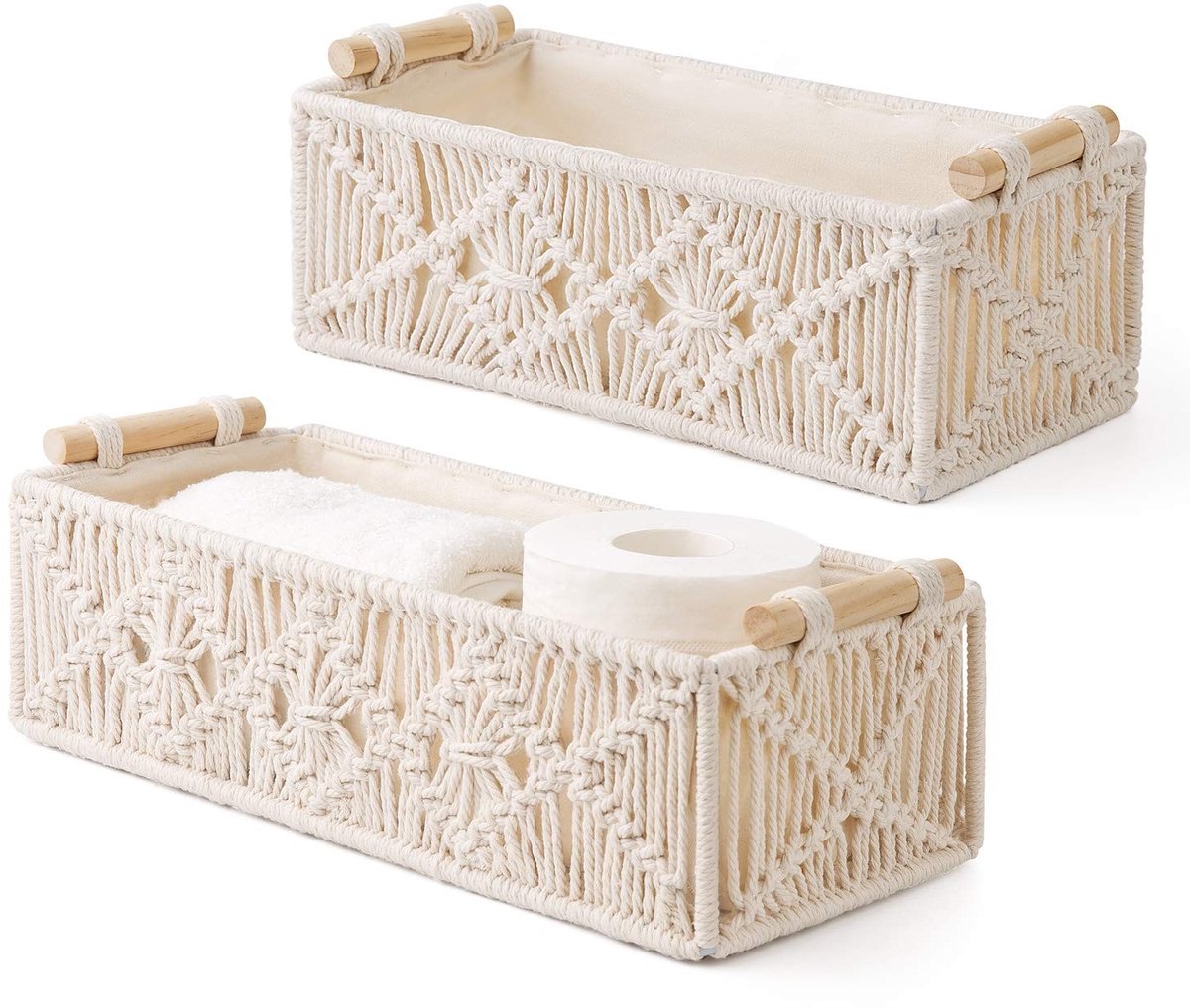 Omgoods - Set van 2 Macrame Opbergmanden voor Decoratie en Organisatie