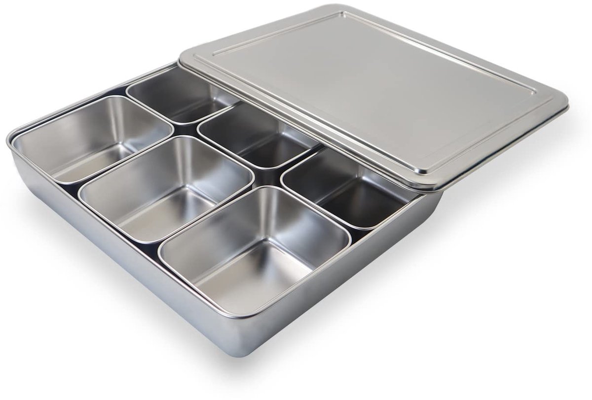 Omgoods - RVS Specerijenbox met Deksel en Houder