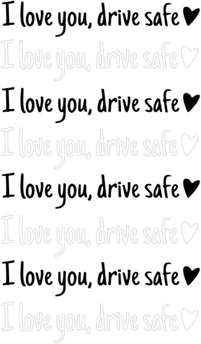 SnelShoppen - 8 stuks I Love You Drive Safe Spiegelstickers, Hartontwerp Achteruitkijkspiegelstickers, Waterdicht, Decoratie voor Auto, Veiligheidsher