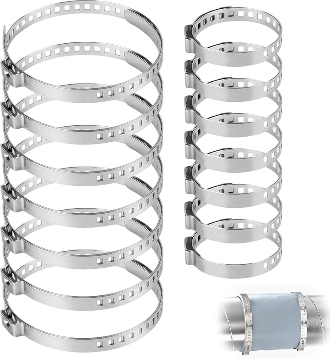 SnelShoppen - Set van 14 Slangklemmen, Rvs Slangklem met Spanningsbereik 20-50mm en 50-120mm, Roestvrij Stalen Slang Klemmen voor Tuin, Huis, Zwembad
