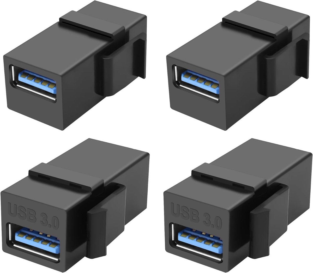 SnelShoppen - USB 3.0 Keystone Adapter Jack Inserts Coupling 5Gbps Type-A Vrouwelijk naar Type-A Stekker Wandplaat Module Verbinder 4 Stuks - Duurzaam