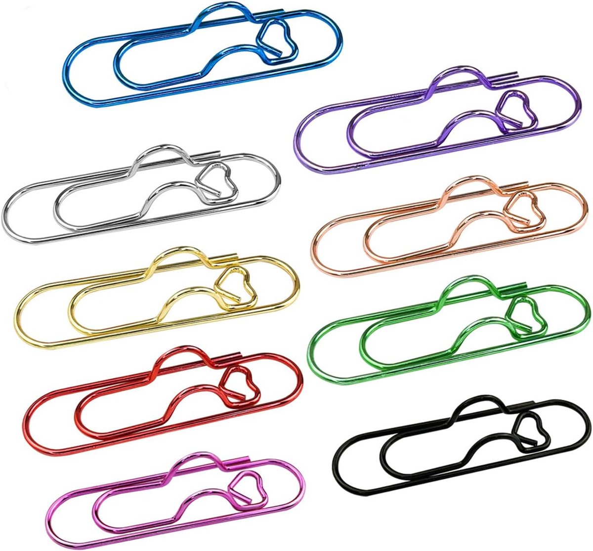 SnelShoppen - 9 Stuks Metalen Penhouder Clips, Kleurrijke Klemmen voor Notitieboek, Paperclip Houder, Bladwijzer, Herbruikbare Kantoorbenodigdheden vo