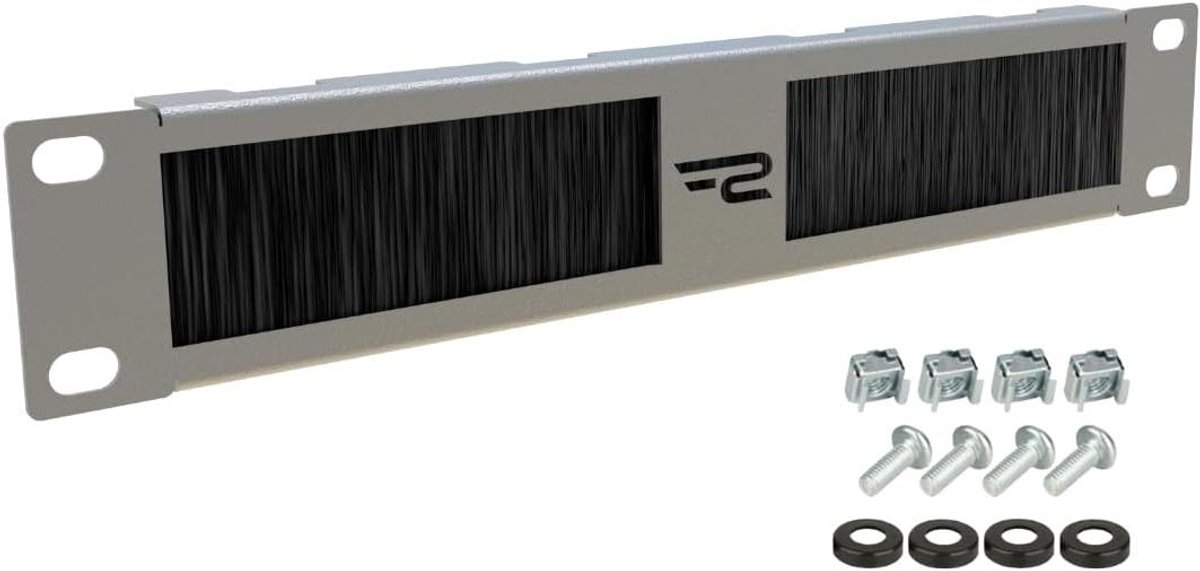 Server Rack Borstelplaat - Kabeldoorvoer Organizer - Stofafzetting Verminderen - Geïntegreerde Kabelorganizer - 10 inch 1U - Grijs