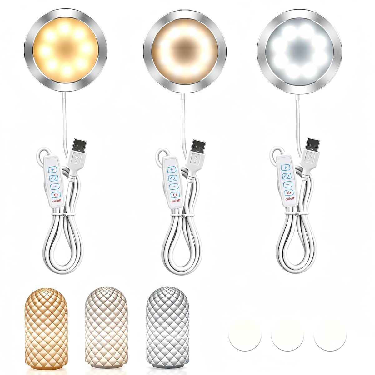 3 Pcs 3D Printer LED Lamp Set with 3 Colors, USB Powered 5V, LED Lights for Bambu Lab Makerworld/3D Printer Part/Night - ShopVlot