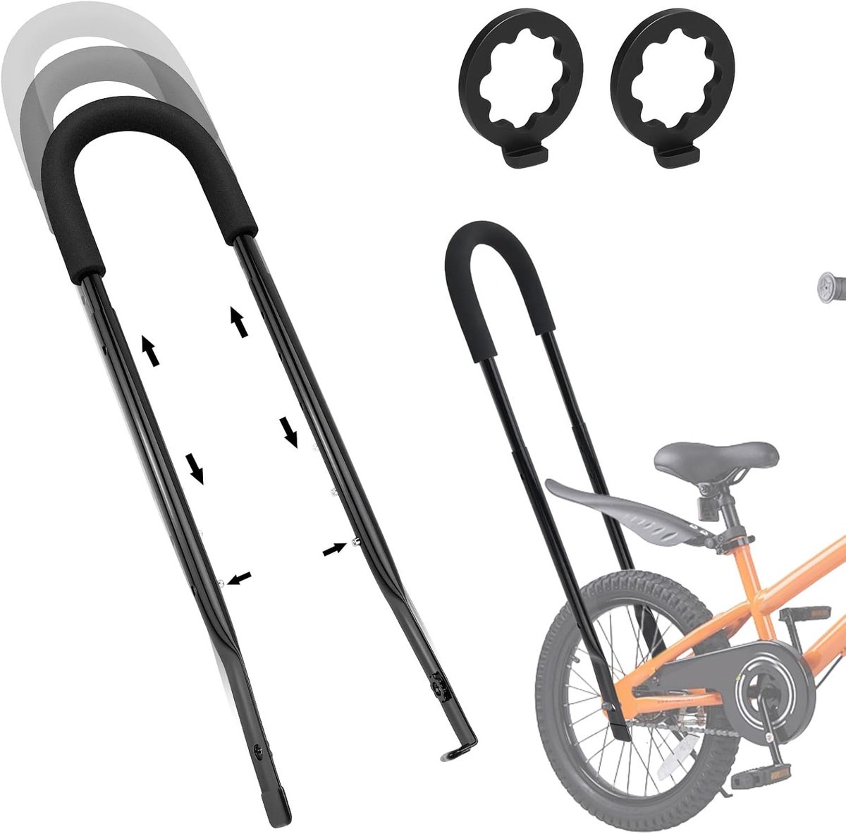 SnelShoppen - Fietssteun voor Kinderen - Leerhulp Stuurbar - Universele Duwstang - Lengte Verstelbaar 53-73cm - Veilig Fietsen Zonder Zijwielen - Comf