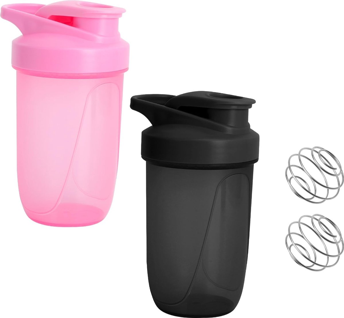 SnelShoppen - Proteïneshaker 400 ml - Eiwitshake Beker met Bal - Lekvrij - Polypropeen - 2 Stuks - Gym & Fitness Accessoire - Zwart & Paars