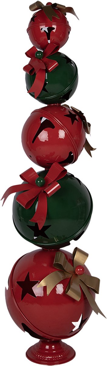 Clayre & Eef Kerstdecoratie Beeld Kerstbal 53x44x137 cm Rood Groen Metaal
