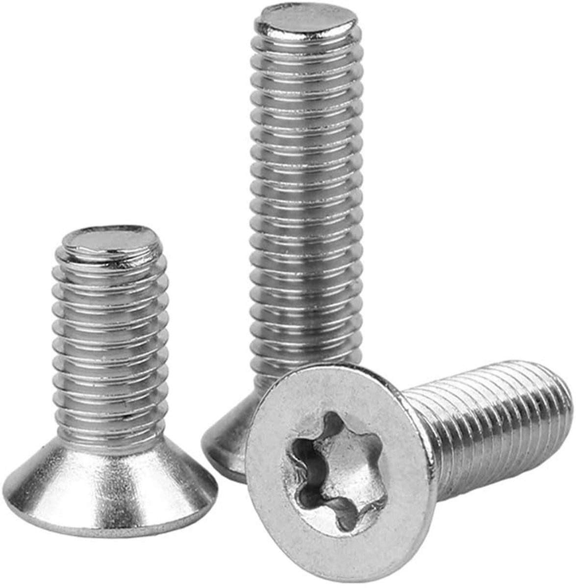 SnelShoppen - Pack van 5 Torx Schroeven M3 tot M8 (6-50mm) Verzinkte Schroef RVS 304, Metrisch Voldraad, Zilver, M8 x 45mm voor Klussen en Montage