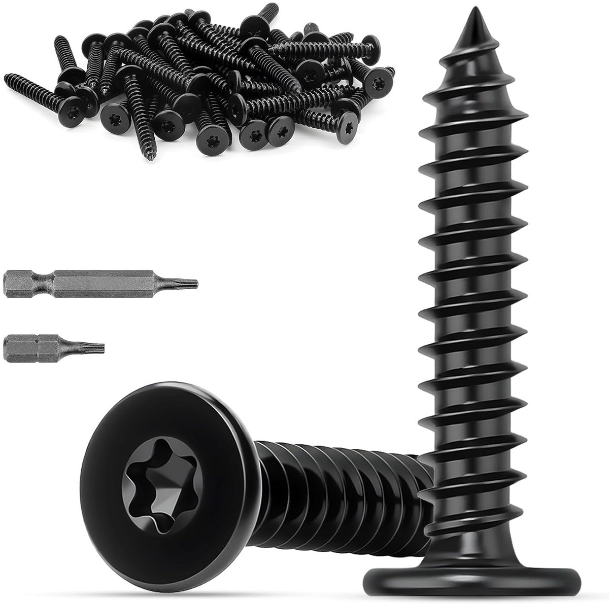 SnelShoppen - 80 Stuks M4x30mm Torx Schroeven Zelfborende Houtschroeven Roestvrij Staal 304 Zwart Platte Kop voor Meubels, Tafels en Klussen