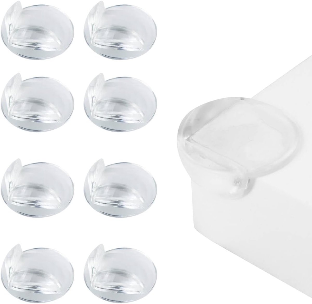 SnelShoppen - 8 Packs Siliconen Hoekbeschermers voor Meubels met 3 Zelfklevende Hoekjes voor Scherpe Randen (L, 8 Stuks) - Veiligheid voor Kinderen, M