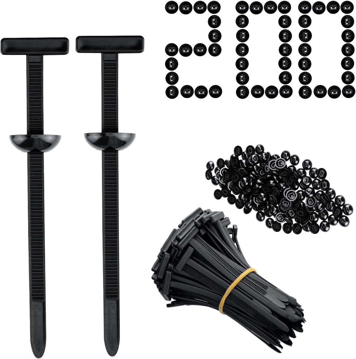 Kabelbinders 200 stuks - Nylon - Universele bevestiging - Ideaal voor auto en reparaties - SnelShoppen