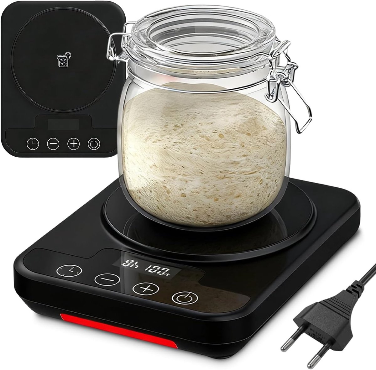 Sourdough starter warmer with precision thermostat (21-38°C) and 12-hour timer, automatic on/off function with memory - ShopVlot