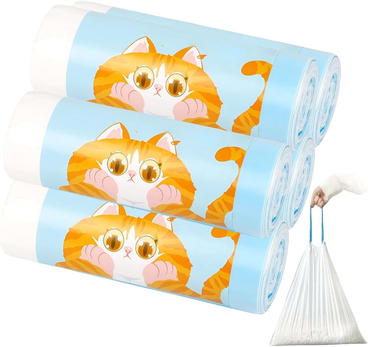 Katentoilet zakken 58 x 35 cm - dik plastic - transparant met trekkoord - eenvoudig schoonmaken - ShopVlot