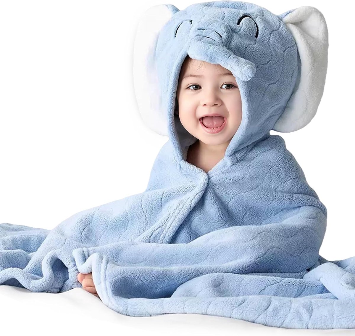 Baby badhanddoek 120 x 84 cm - kap met schattige cartoon - super absorberend - houdt baby warm na het bad - ShopVlot