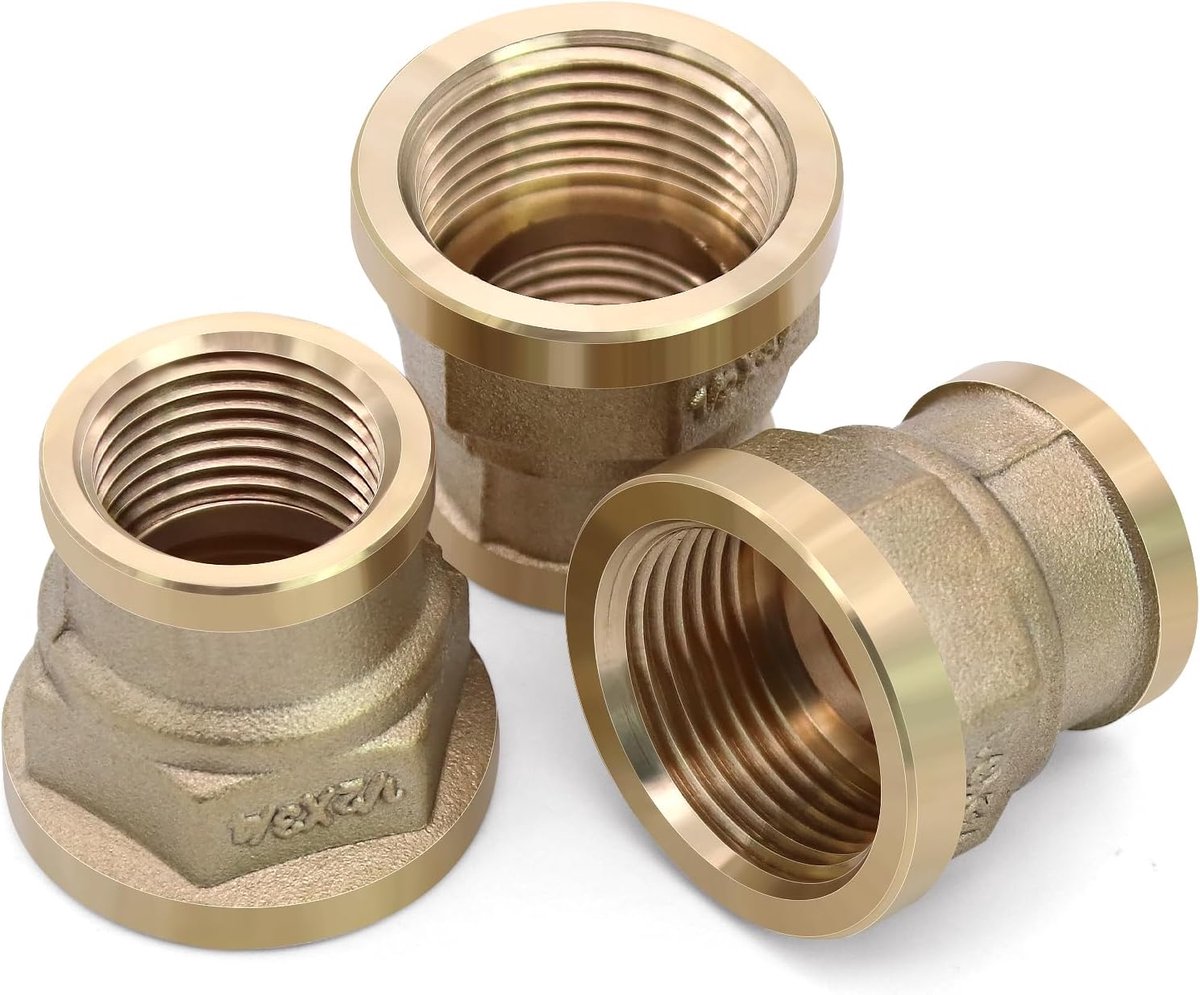SnelShoppen - Reducer 3/4 Inch naar 1/2 Inch, 3 Stuks Verbindingsadapter, Messing, Sanitaire Fittingen voor Waterleiding, Drinkwater, Sanitair, Hoogwa