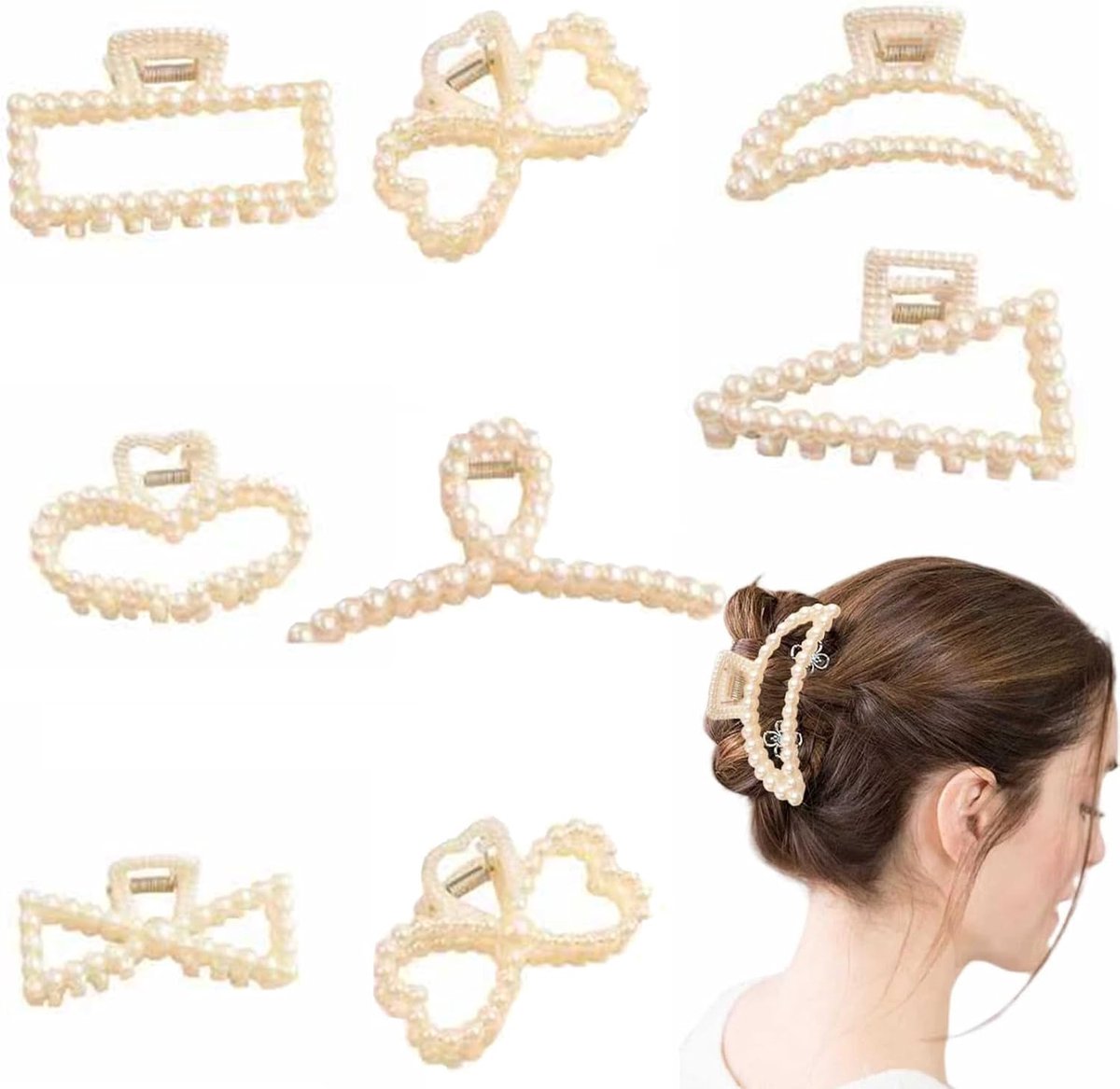 Haarclips set 8-delig - parelmoer - verschillende designs - voor elegante haarstijlen - ShopVlot