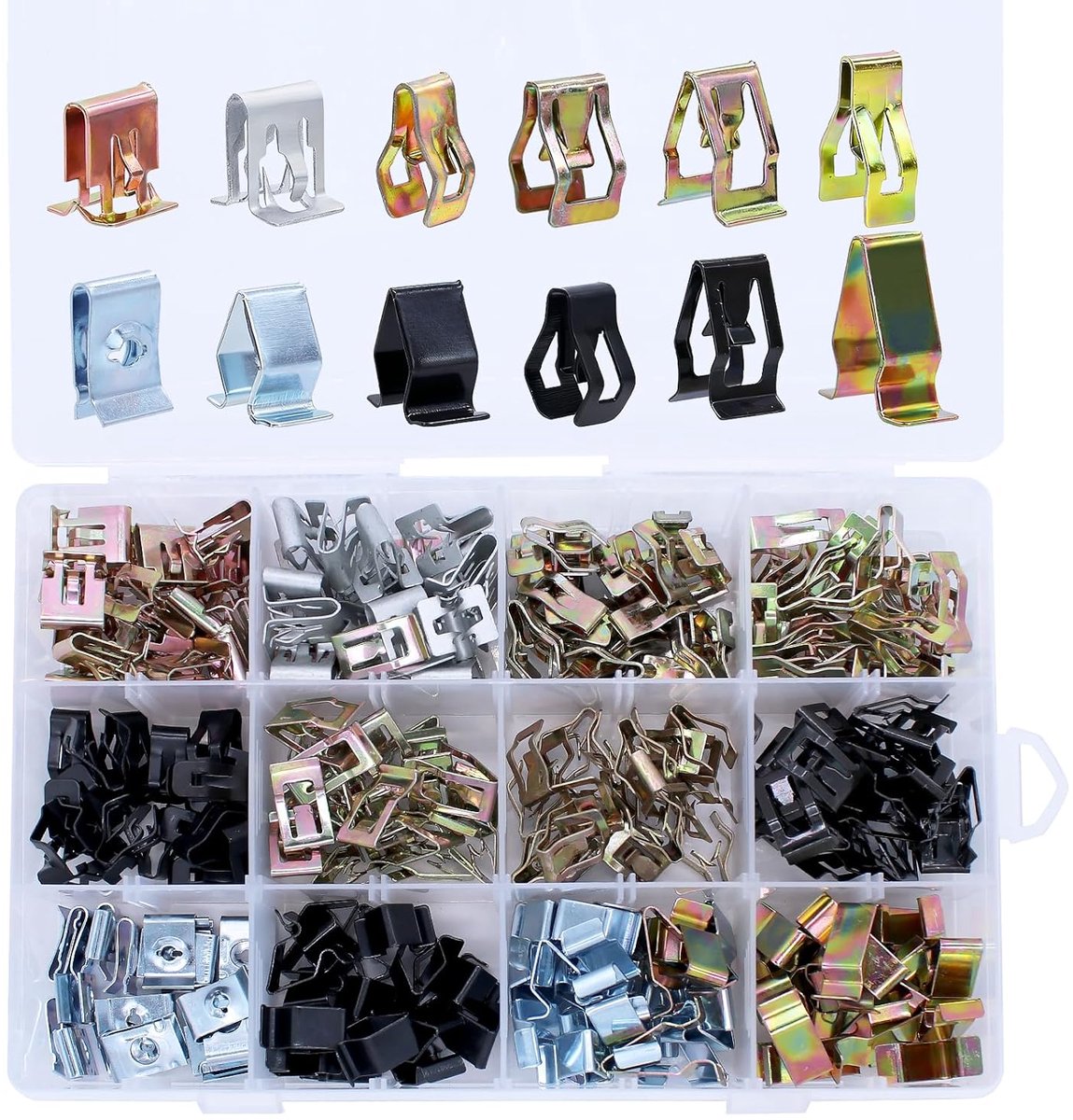 240 Pieces Car Mounting Clips Metal Trunk Door Trim Fixing Clips with Box Set Spreader Rivets Screwable for All Cars - ShopVlot