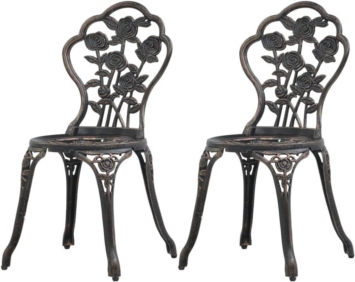 Bistro stoelen - Tuinstoelen set - Buiten zitten - Gegoten aluminium - 41 x 49 x 81.5 cm - Brons