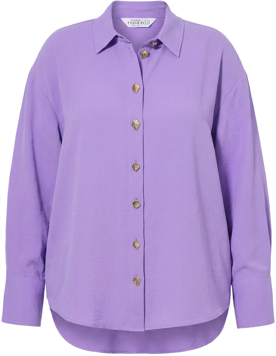 Studio Untold - Dames - Overhemdblouse oversized sierknopen - Purper - Maat 54+