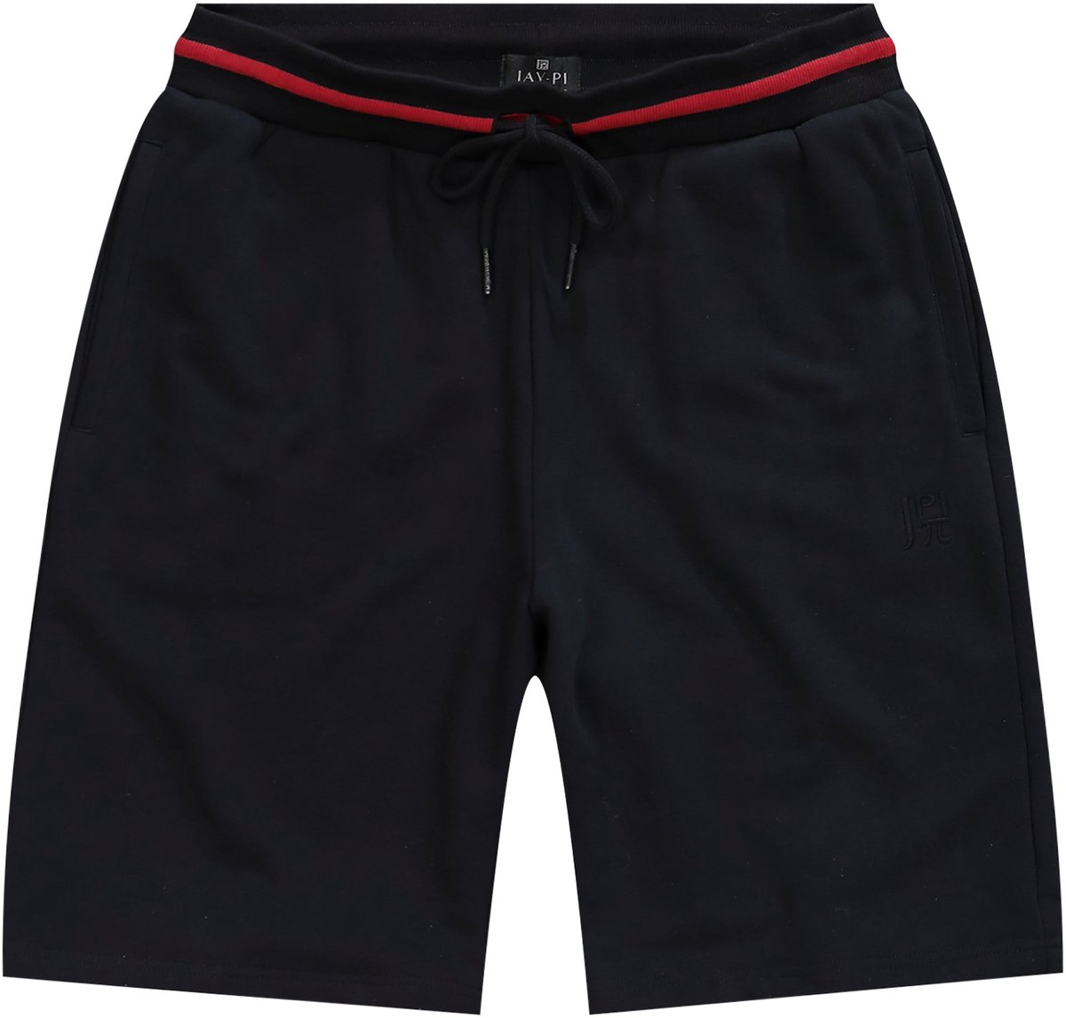 JAY-PI - Heren - Bermuda voetbal sweatstof Duitsland-strepen op de achterzak - Zwart - Maat 7XL
