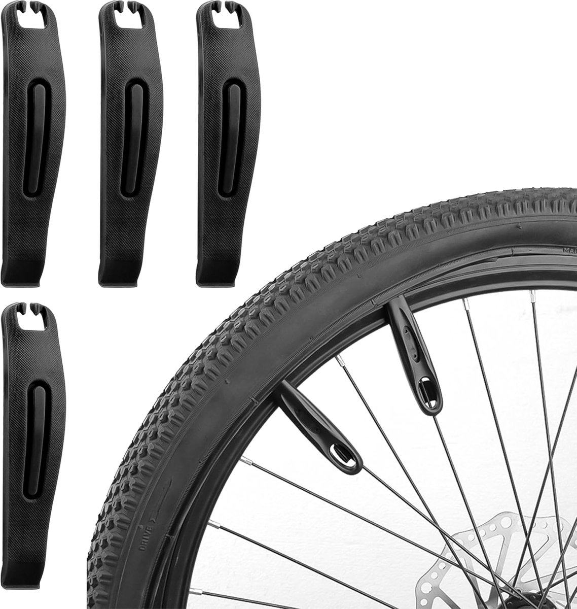 SnelShoppen - Hoogwaardige Fietshandlebar Hefboom voor Mountainbike, Wegfiets en Hiking - Sterke Nylon Materiaal - 4 Stuks - Ideaal voor Bandenwissel