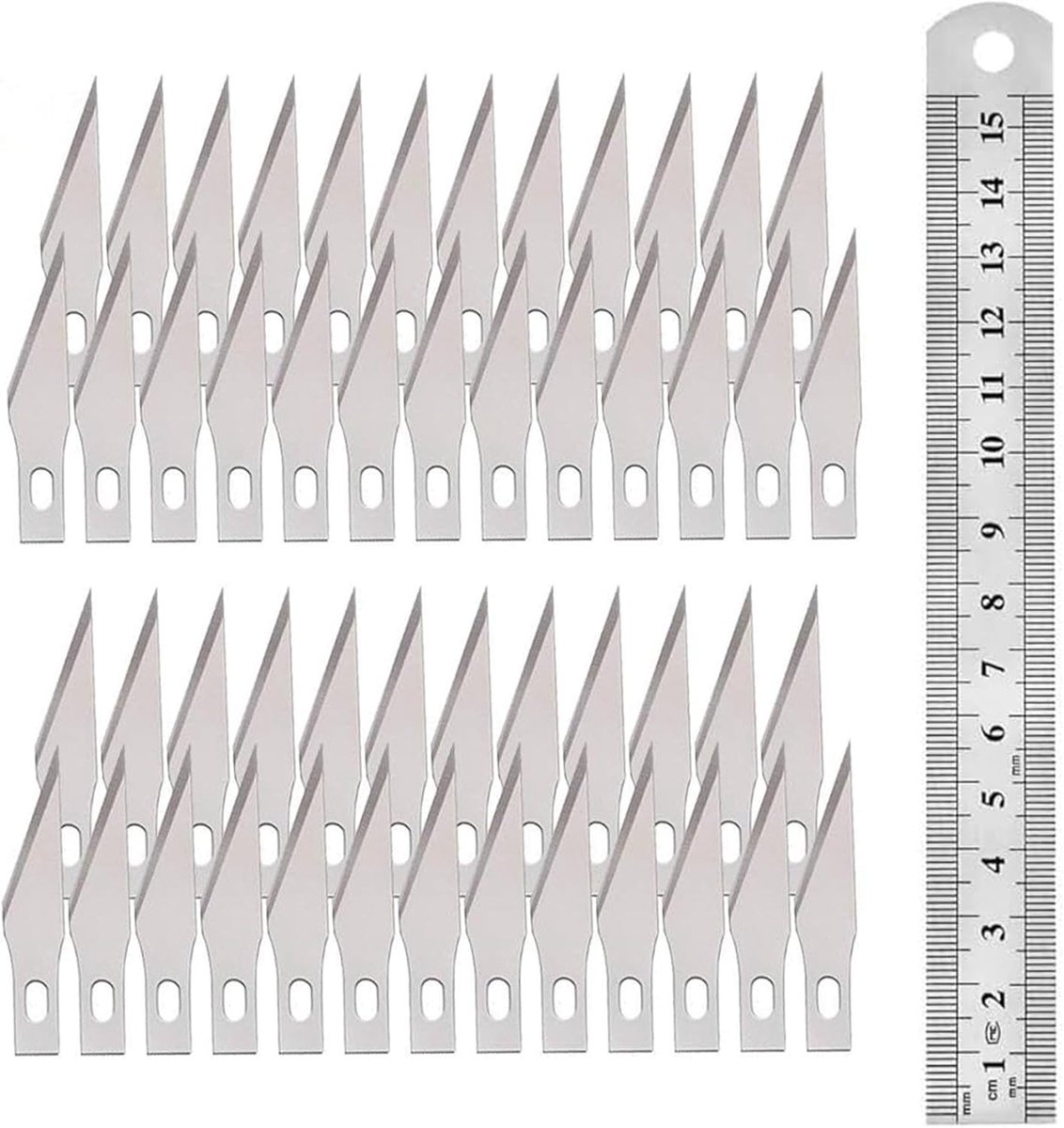 SnelShoppen - Precision Craft Knife Set - 50 Stuks Vervangbare Stalen Hobby Messen - Ultra Scherp en Duurzaam - Ideaal voor Knutselprojecten en Creati
