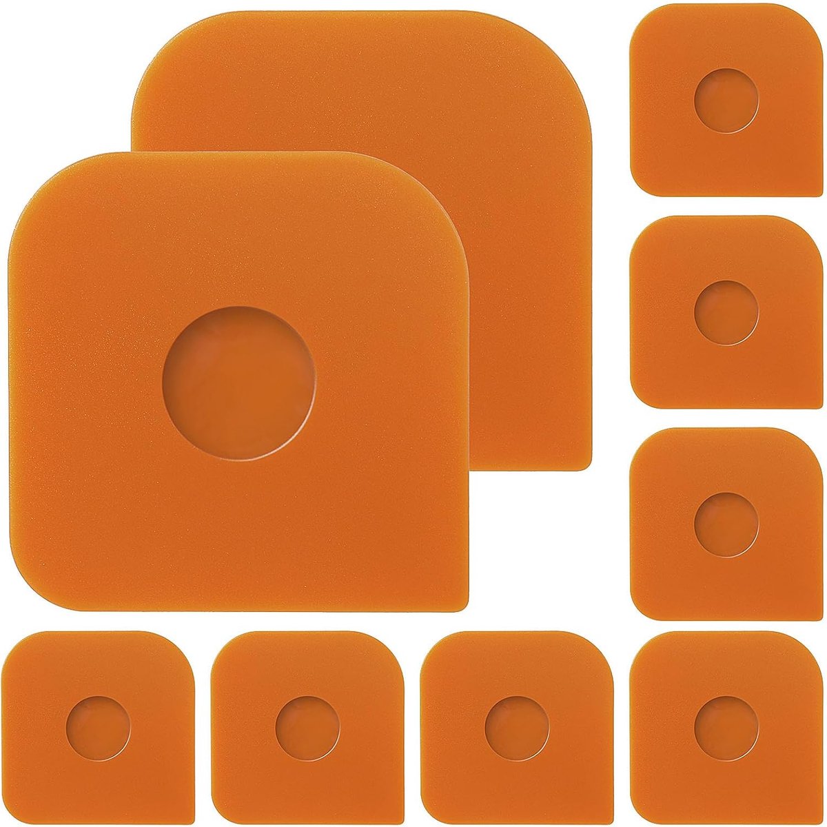SnelShoppen - 9 Stuks Keuken Schrapers, Plastic Deegschraper, Flexibele Schraper, Oranje Pan Schraper, Hoekschraper voor Het Snijden van Deeg, Schoonm