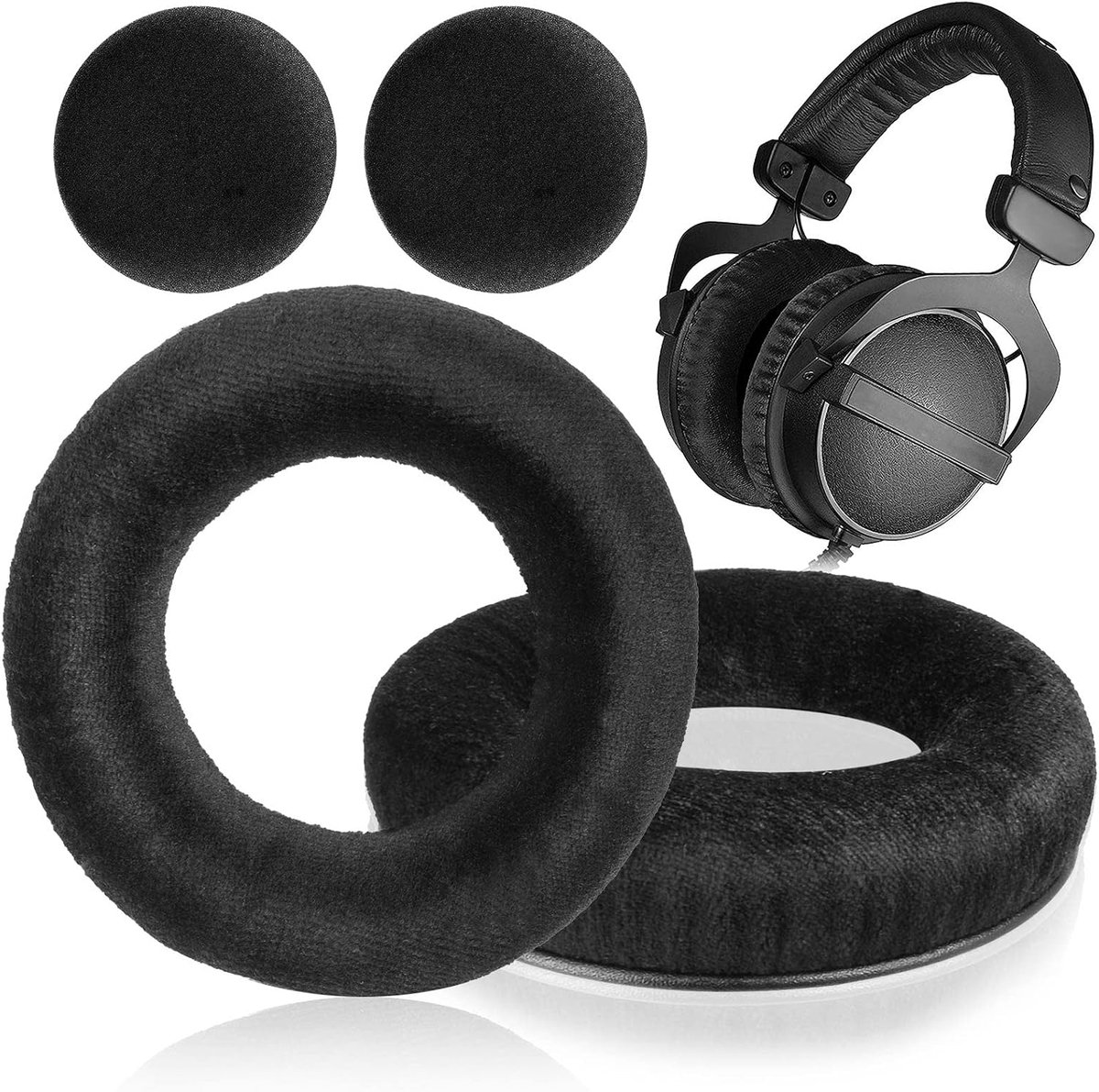 SnelShoppen - Vervangende Oorkussens DT990 DT770 - Oorkussens voor Beyerdynamic DT990/DT880/DT770 PRO Hoofdtelefoon - Zwart - Comfortabel en Duurzaam